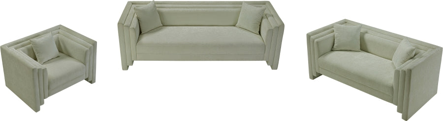 Everett Chenille Fabric Sofa in Mint from Meridian - Luna Furniture