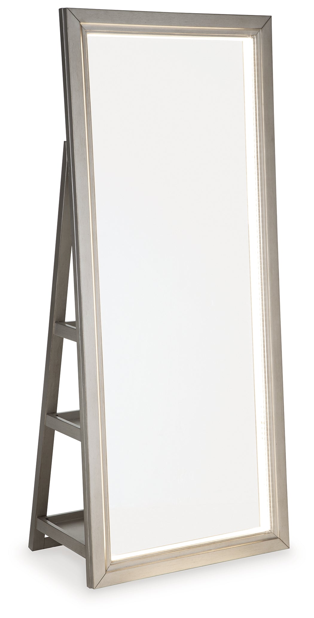 Evesen Champagne Floor Standing Mirror with Storage - A8010379