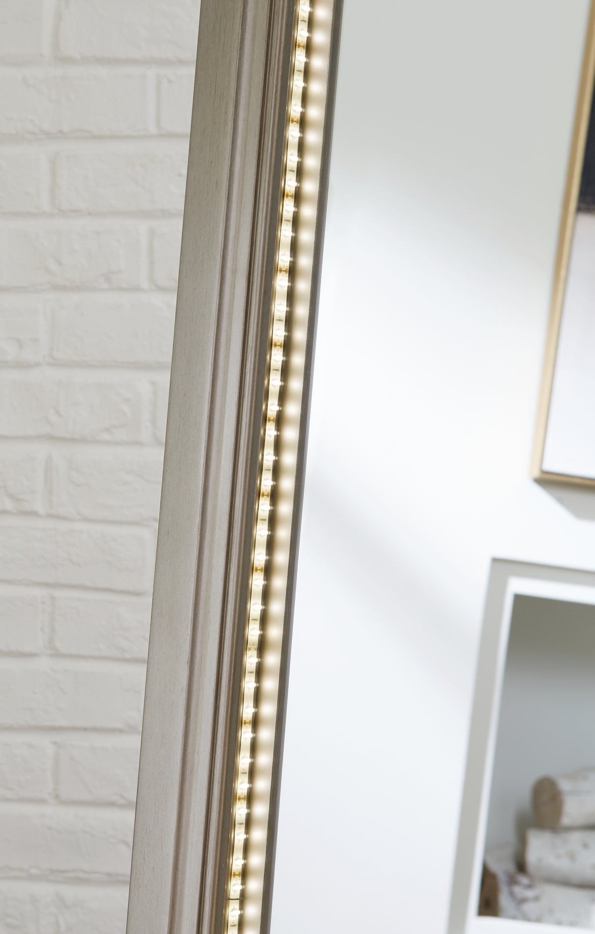 Evesen Champagne Floor Standing Mirror with Storage - A8010379