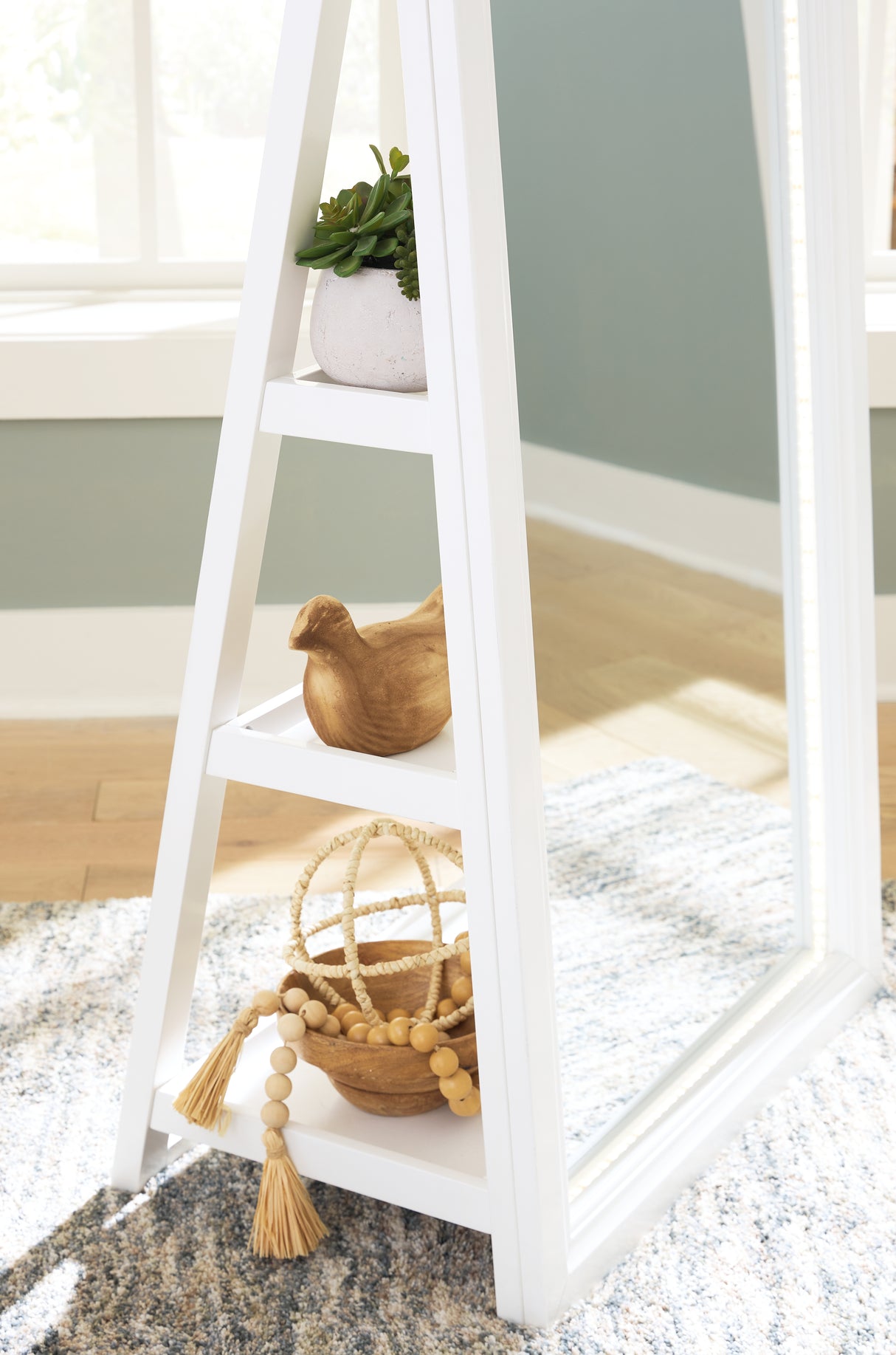 Evesen White Floor Standing Mirror/Storage - A8010383