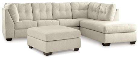 Falkirk 2-Piece Sectional with Ottoman in Parchment - PKG011019