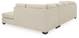 Falkirk 2-Piece Sectional with Ottoman in Parchment - PKG011019