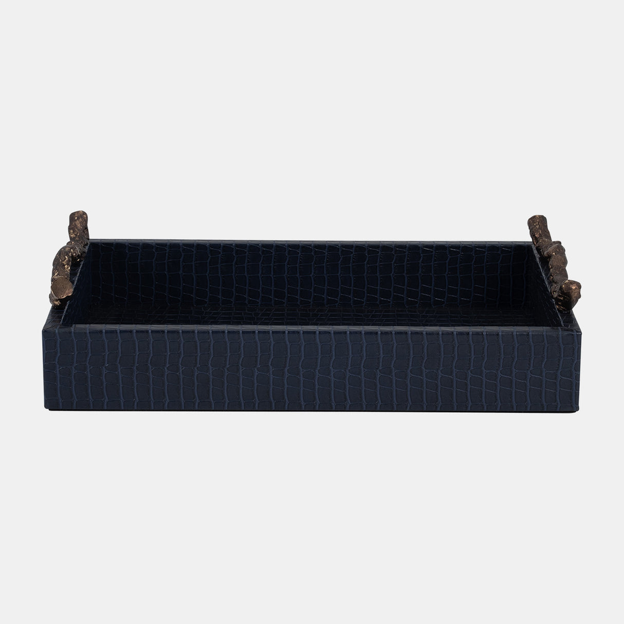 Faux Leather, 16" Copenhagen Tray, Navy/gold - 18149