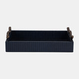 Faux Leather, 16" Copenhagen Tray, Navy/gold - 18149