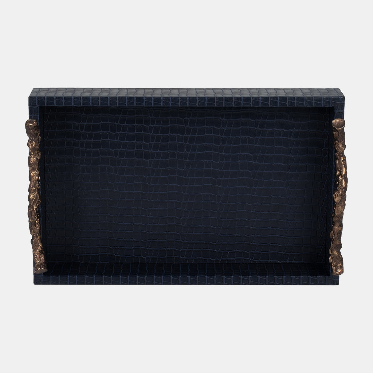 Faux Leather, 16" Copenhagen Tray, Navy/gold - 18149