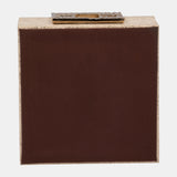 Faux Leather, 8" Square Metallic Box, Nude from Sagebrook Home - Luna Furniture