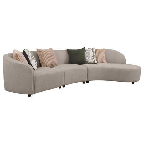 Fayette 3-piece Upholstered Sectional Sofa Greige - 504920-SET