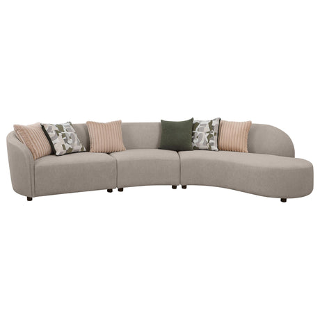 Fayette 3-piece Upholstered Sectional Sofa Greige from Coaster - Luna Furniture