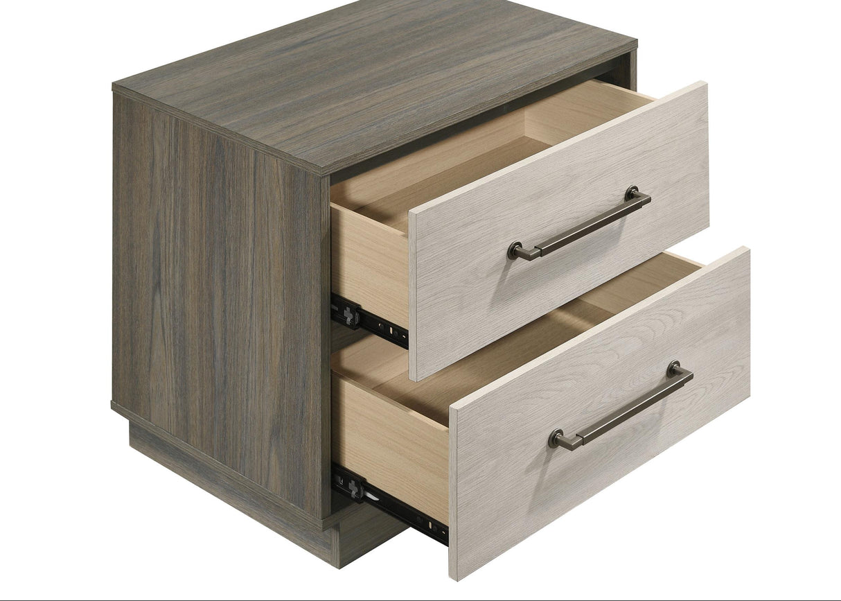 Fenwick 2-drawer Nightstand Bedside Table Grey Oak from Coaster - Luna Furniture