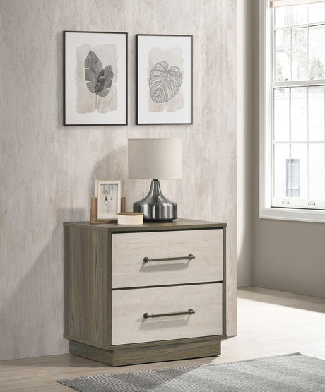 Fenwick 2-drawer Nightstand Bedside Table Grey Oak from Coaster - Luna Furniture