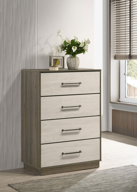 Fenwick 4-drawer Chest of Drawers Grey Oak from Coaster - Luna Furniture