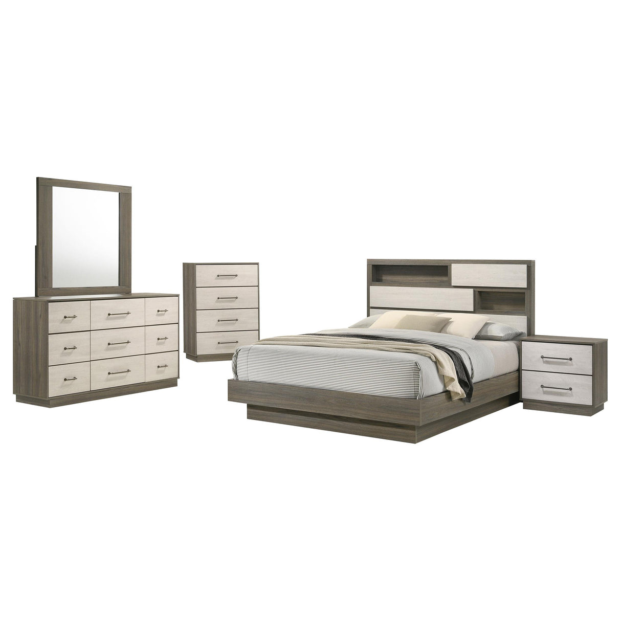 Fenwick Grey Oak 5-Piece Queen Bedroom Set from Coaster - Luna Furniture