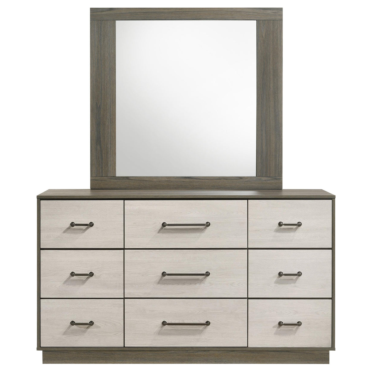 Fenwick 9-drawer Dresser with Mirror Grey Oak from Coaster - Luna Furniture