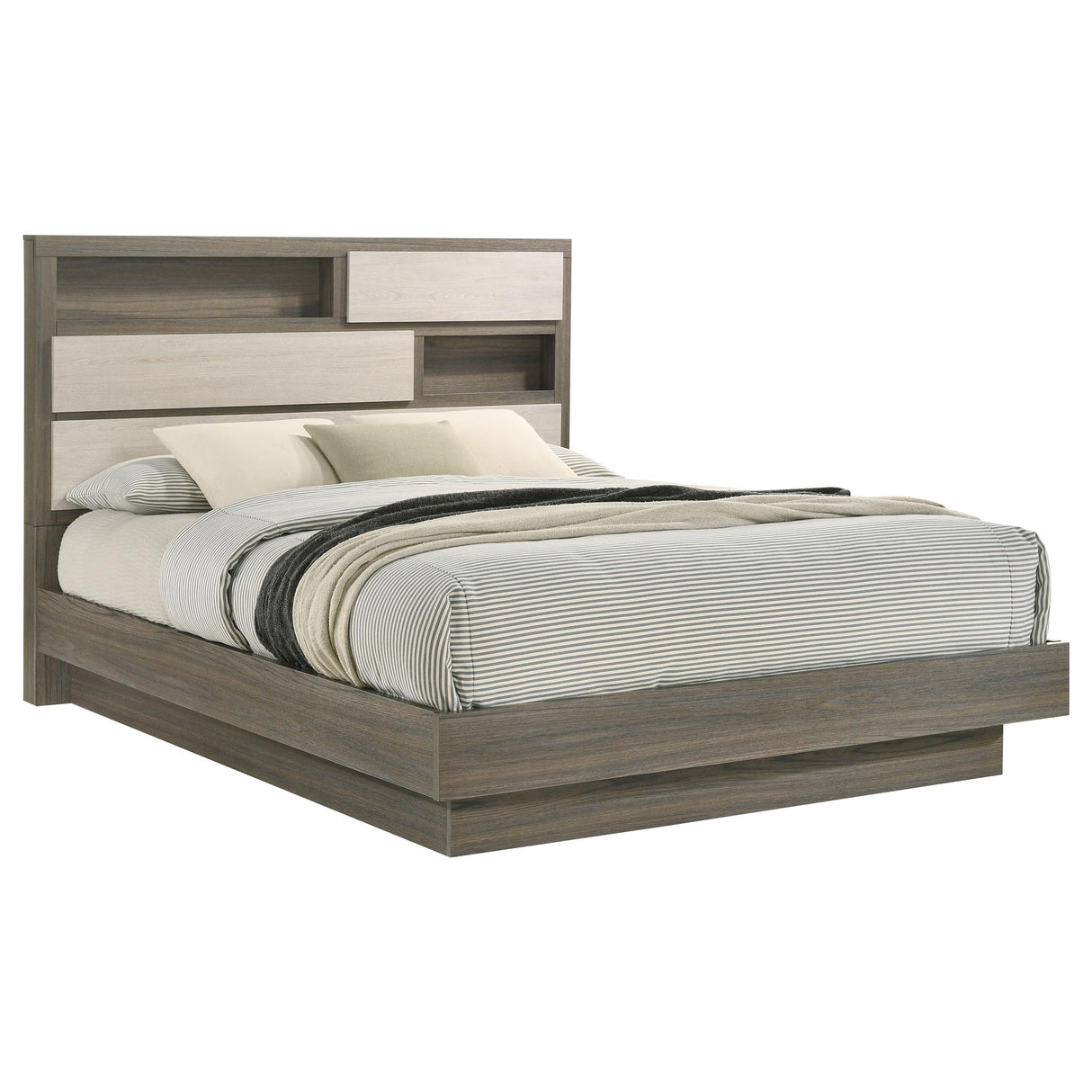 Fenwick California King Bed Bookcase Headboard Grey Oak from Coaster - Luna Furniture