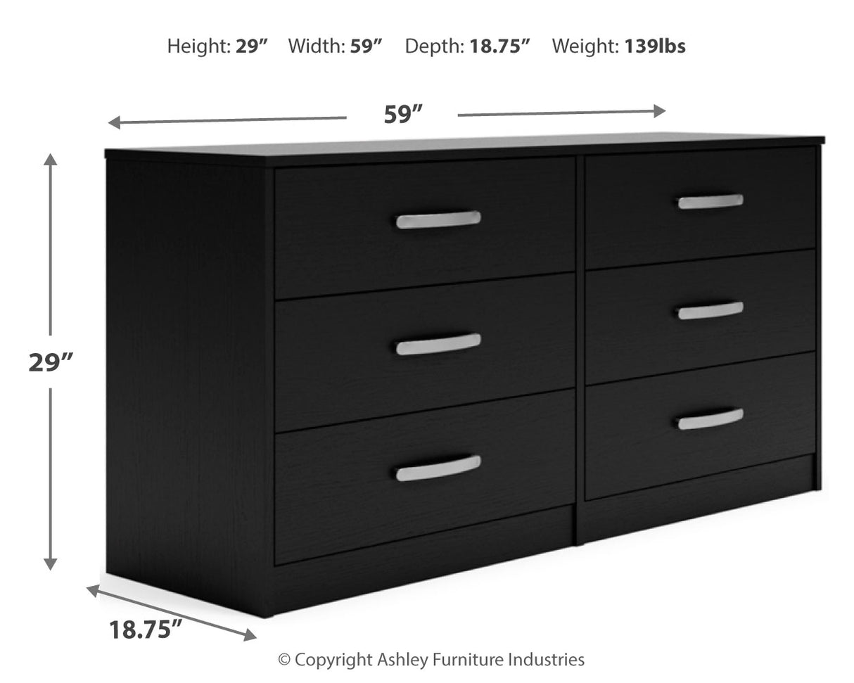 Finch Queen Panel Headboard with Dresser, Chest and 2 Nightstands in Black - PKG017933