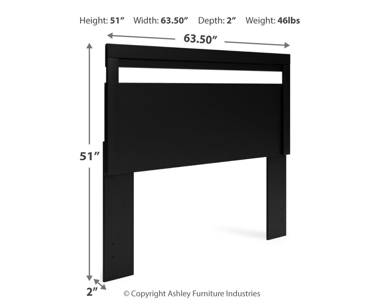 Finch Queen Panel Headboard with Dresser in Black - PKG017930