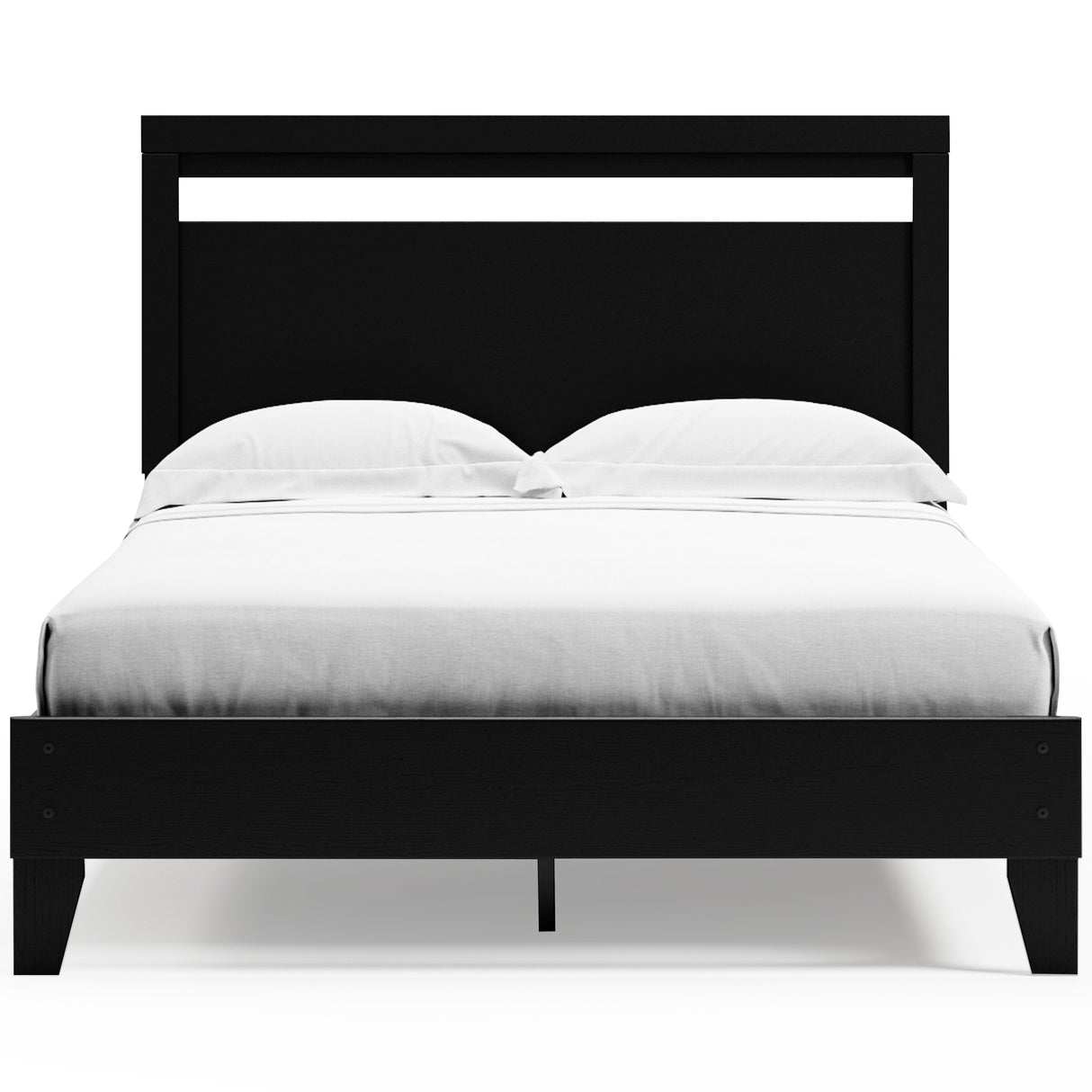 Finch Queen Panel Platform Bed with 2 Nightstands in Black/Brown - PKG017946