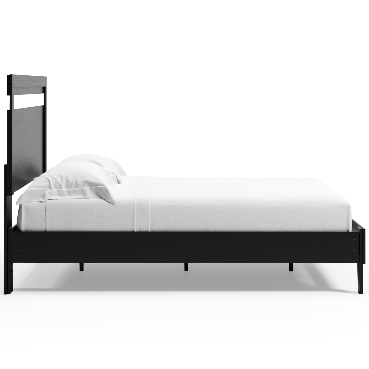 Finch Queen Panel Platform Bed with 2 Nightstands in Black/Brown - PKG017946