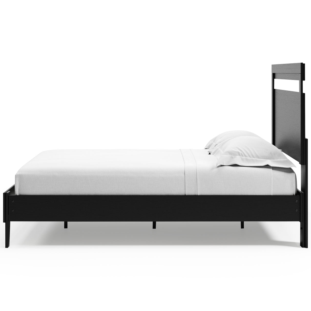 Finch Queen Panel Platform Bed with 2 Nightstands in Black/Brown - PKG017946