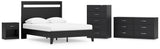 Finch Queen Panel Platform Bed with Dresser, Chest and Nightstand in Black/Brown - PKG017943