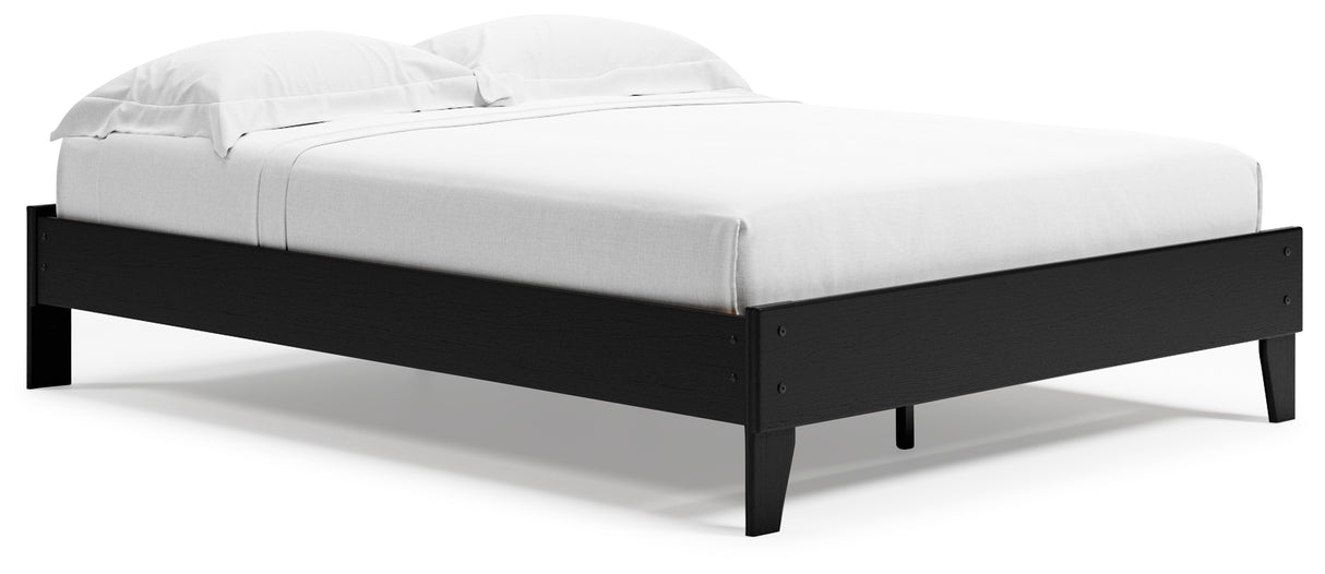 Finch Queen Platform Bed with 2 Nightstands in Black - PKG017924