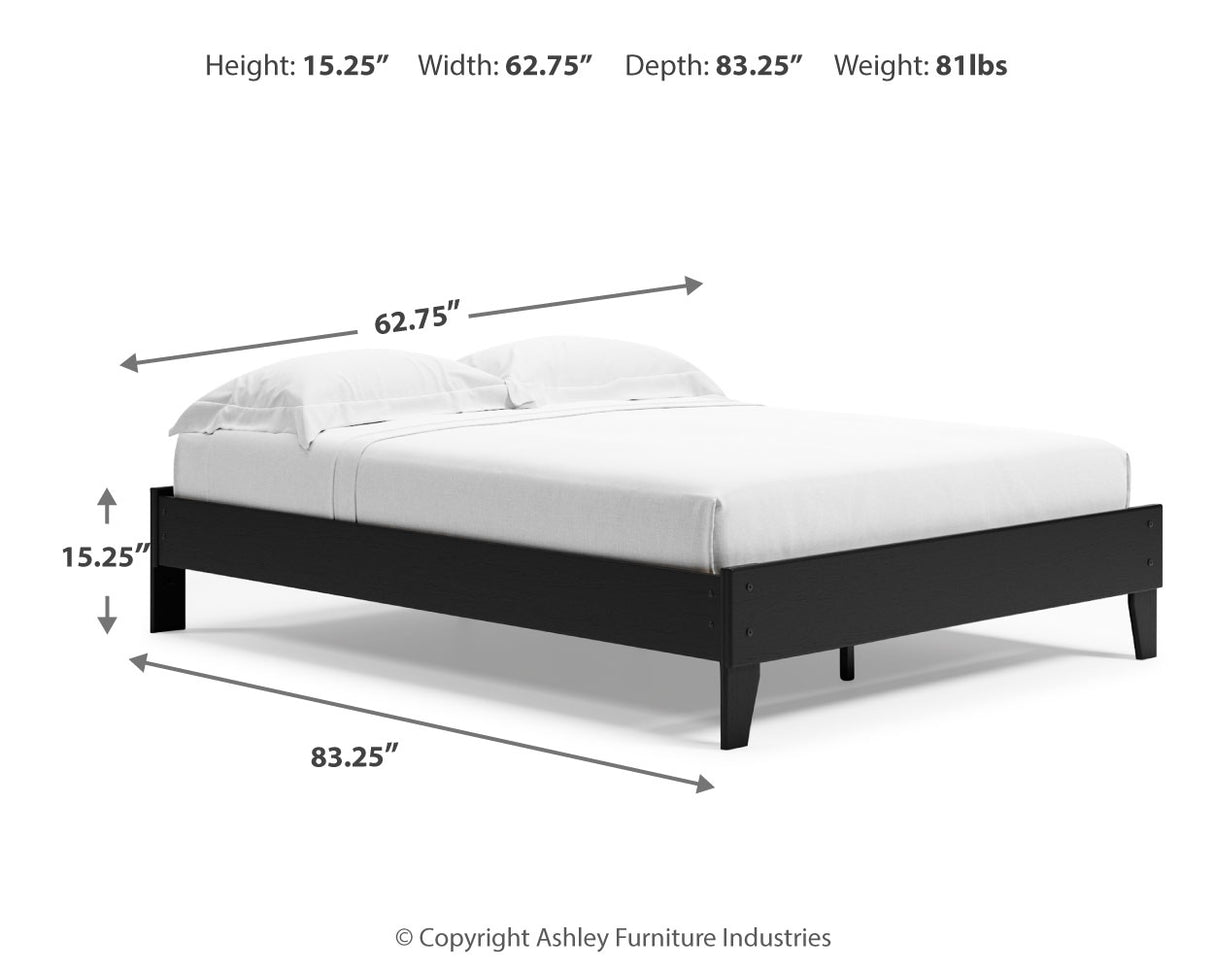 Finch Queen Platform Bed with 2 Nightstands in Black - PKG017924