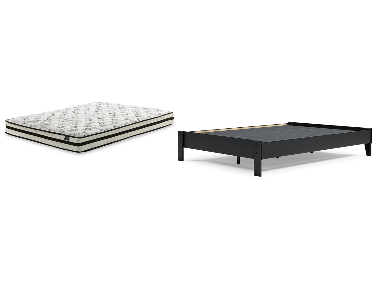 Finch Queen Platform Bed with Mattress in Black - PKG018309