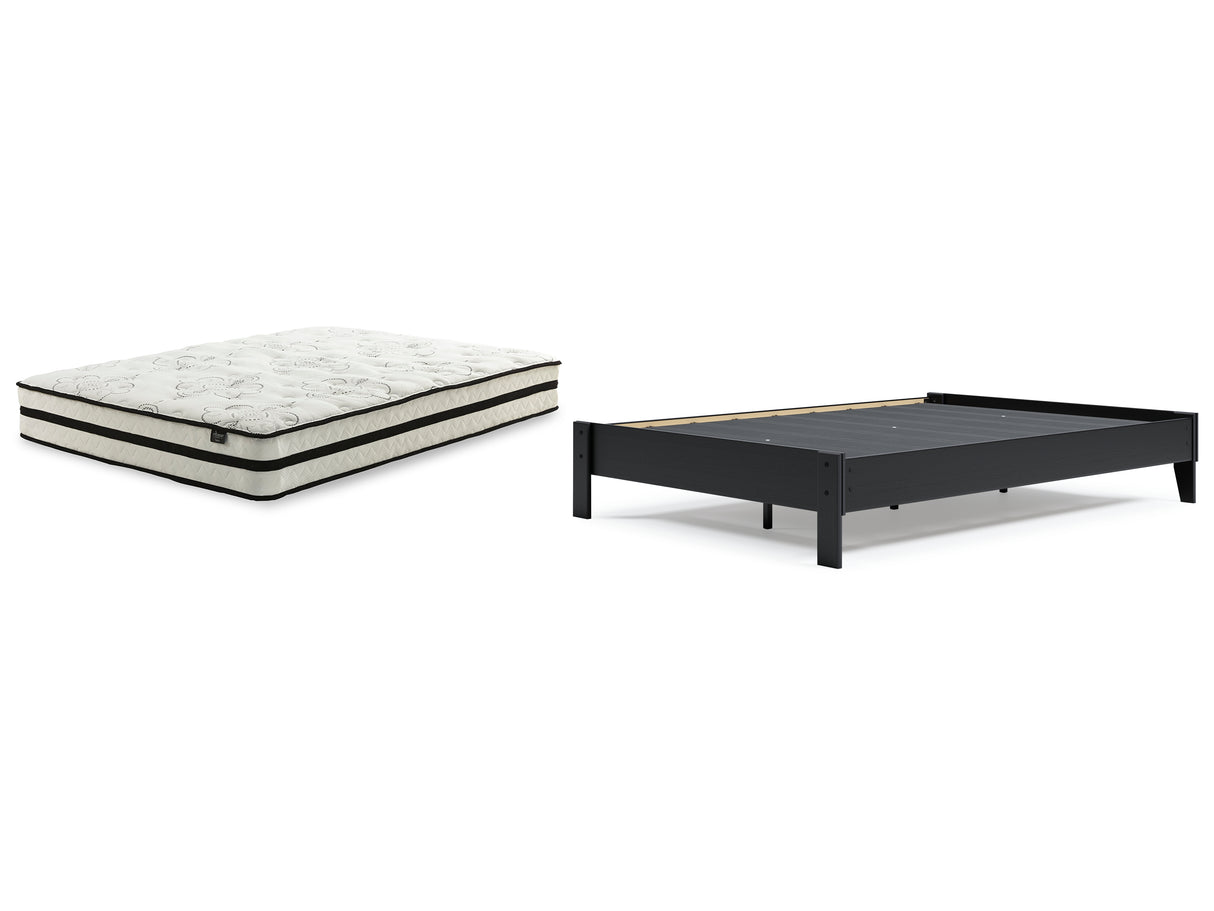 Finch Queen Platform Bed with Mattress in Black - PKG018310