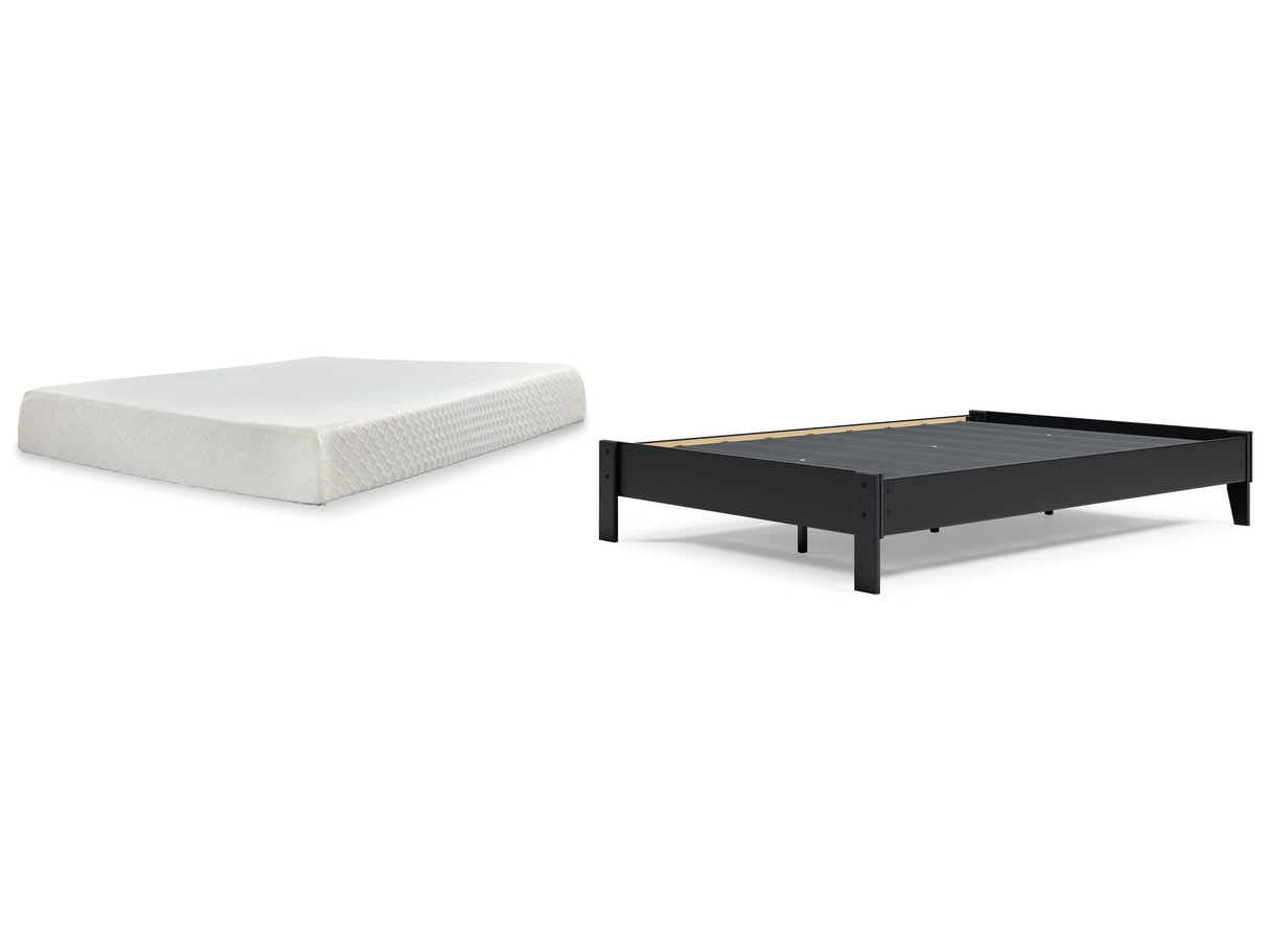 Finch Queen Platform Bed with Mattress in Black - PKG018312