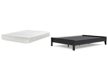 Finch Queen Platform Bed with Mattress in Black - PKG018313