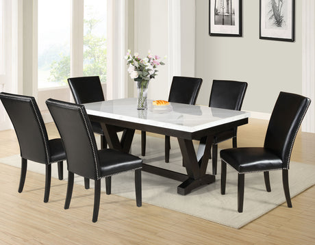 Finley 7 Piece Marble Top Dining(Table & 6 Side Chairs) from Steve Silver - Luna Furniture