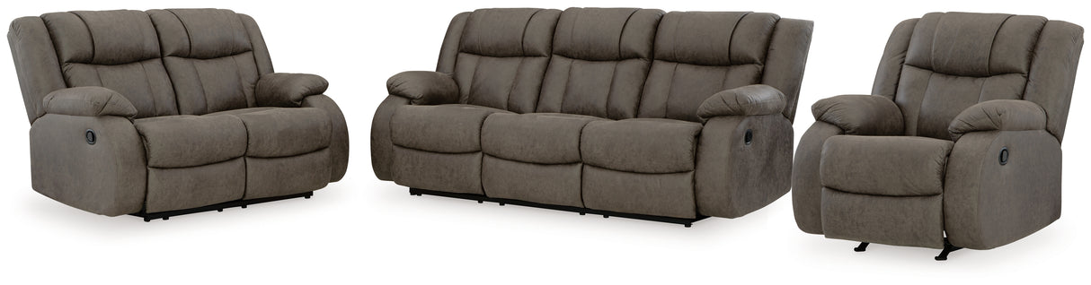 First Base Sofa, Loveseat and Recliner in Gunmetal - PKG015502