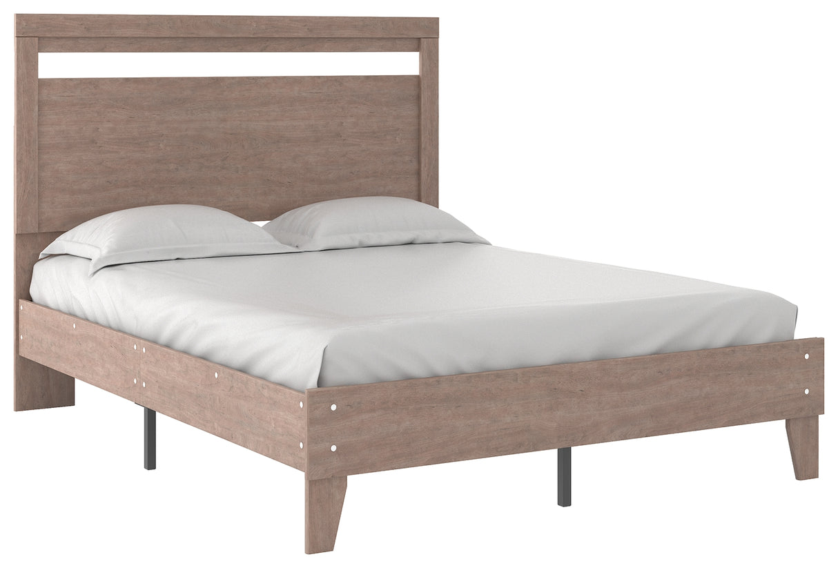 Flannia Queen Panel Platform Bed with 2 Nightstands in Gray from Ashley - Luna Furniture