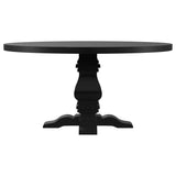 Florence Round Pedestal Dining Table with Planked Wood Top Antique Black - 115530