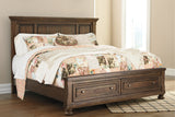 Flynnter California King Panel Bed with 2 Storage Drawers with Dresser in Medium Brown from Ashley - Luna Furniture