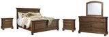 Flynnter California King Panel Bed with Mirrored Dresser and 2 Nightstands in Medium Brown from Ashley - Luna Furniture