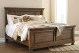 Flynnter California King Panel Bed with Mirrored Dresser and 2 Nightstands in Medium Brown from Ashley - Luna Furniture