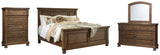 Flynnter California King Panel Bed with Mirrored Dresser and Chest in Medium Brown from Ashley - Luna Furniture