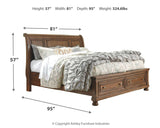 Flynnter California King Sleigh Bed with 2 Storage Drawers with Dresser in Medium Brown from Ashley - Luna Furniture