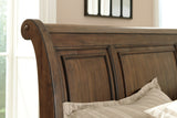 Flynnter California King Sleigh Bed with 2 Storage Drawers with Dresser in Medium Brown from Ashley - Luna Furniture