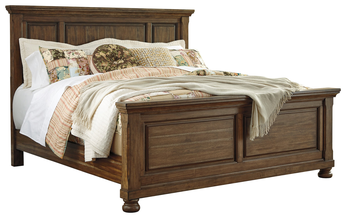 Flynnter King Panel Bed with Dresser in Medium Brown from Ashley - Luna Furniture