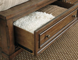 Flynnter King Panel Bed with Mirrored Dresser and 2 Nightstands in Medium Brown from Ashley - Luna Furniture