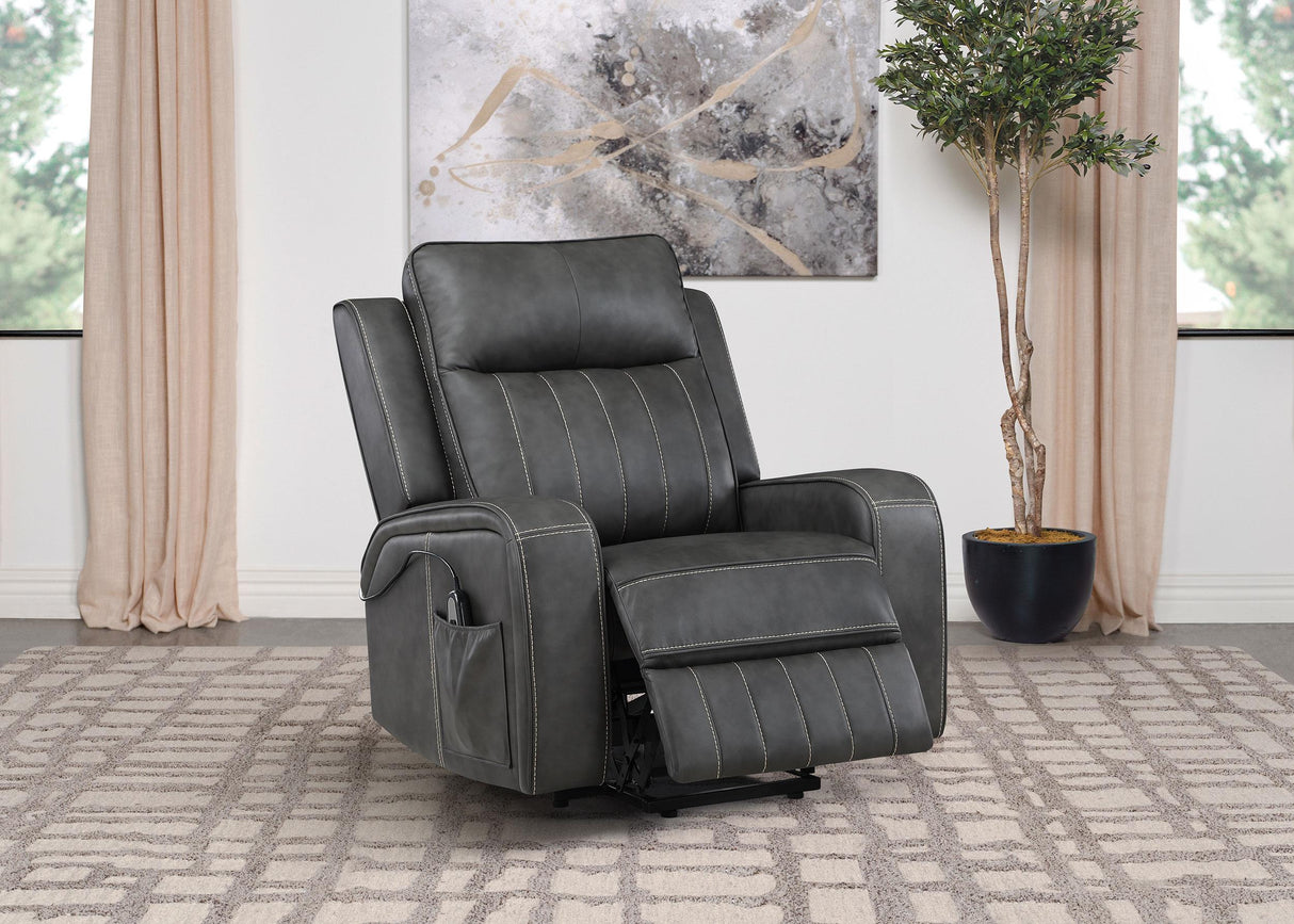 Foley Upholstered Power Lift Recliner Chair Grey from Coaster - Luna Furniture