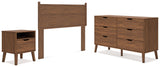 Fordmont Full Panel Headboard with Dresser and Nightstand in Auburn from Ashley - Luna Furniture