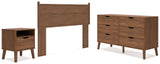 Fordmont Queen Panel Headboard with Dresser and Nightstand in Auburn from Ashley - Luna Furniture