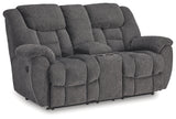 Foreside Charcoal Reclining Loveseat with Console from Ashley - Luna Furniture