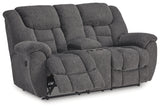 Foreside Charcoal Reclining Loveseat with Console from Ashley - Luna Furniture