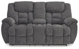 Foreside Charcoal Reclining Loveseat with Console from Ashley - Luna Furniture