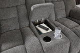 Foreside Charcoal Reclining Loveseat with Console from Ashley - Luna Furniture