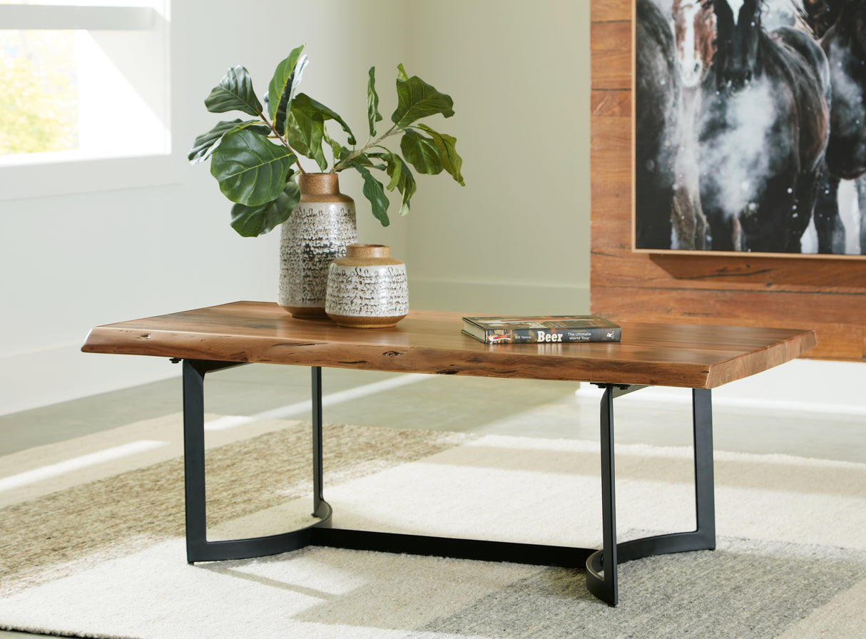 Fortmaine Coffee Table with 1 End Table in Brown/Black - PKG016528